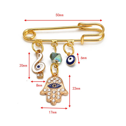 Elegant Geometric Turkish Evil Eye Brooches for Trendy Women - Gold and Silver Color Options