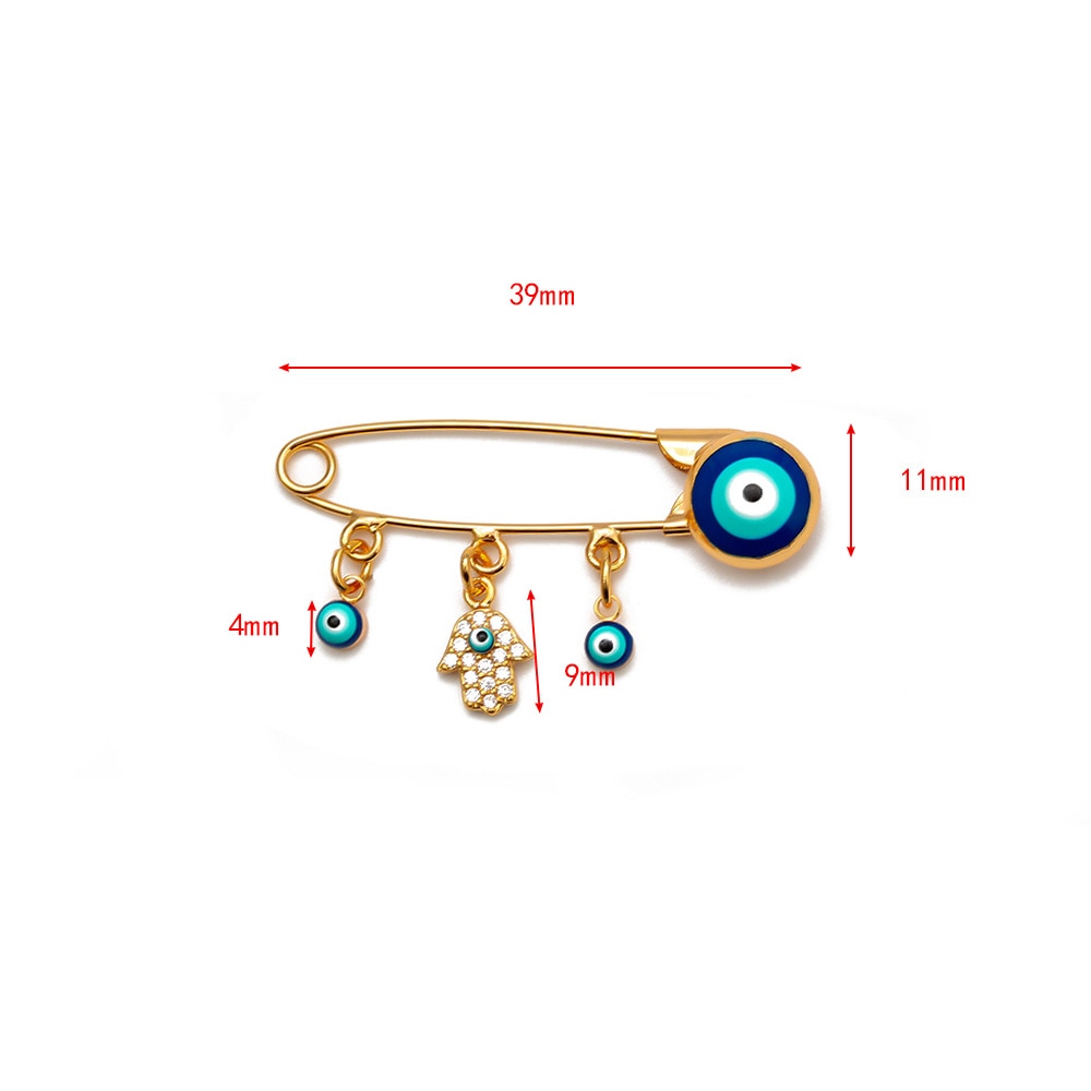 Elegant Geometric Turkish Evil Eye Brooches for Trendy Women - Gold and Silver Color Options