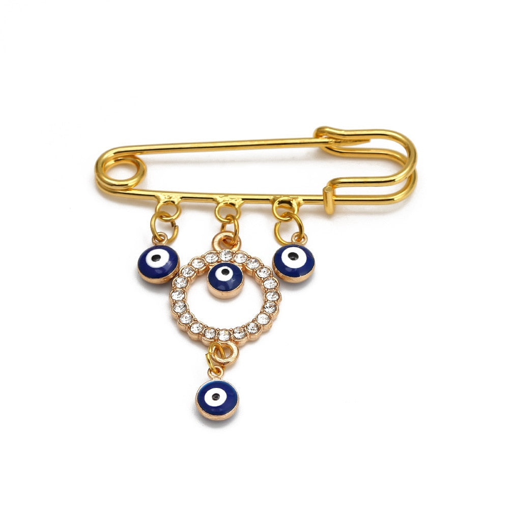 Elegant Geometric Turkish Evil Eye Brooches for Trendy Women - Gold and Silver Color Options