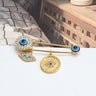 Elegant Gold-Toned Turkish Evil Eye Brooch with Tassel Detail – Timeless Charm for Women & Girls
