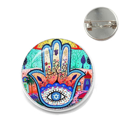 Evil Eye Gallery Exclusive: Unisex Round Evil Eye Brooch with Zinc Alloy – Ideal Fashion Gift