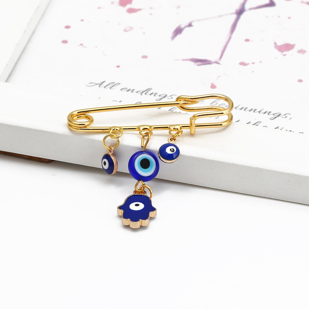 Elegant Geometric Turkish Evil Eye Brooches for Trendy Women - Gold and Silver Color Options