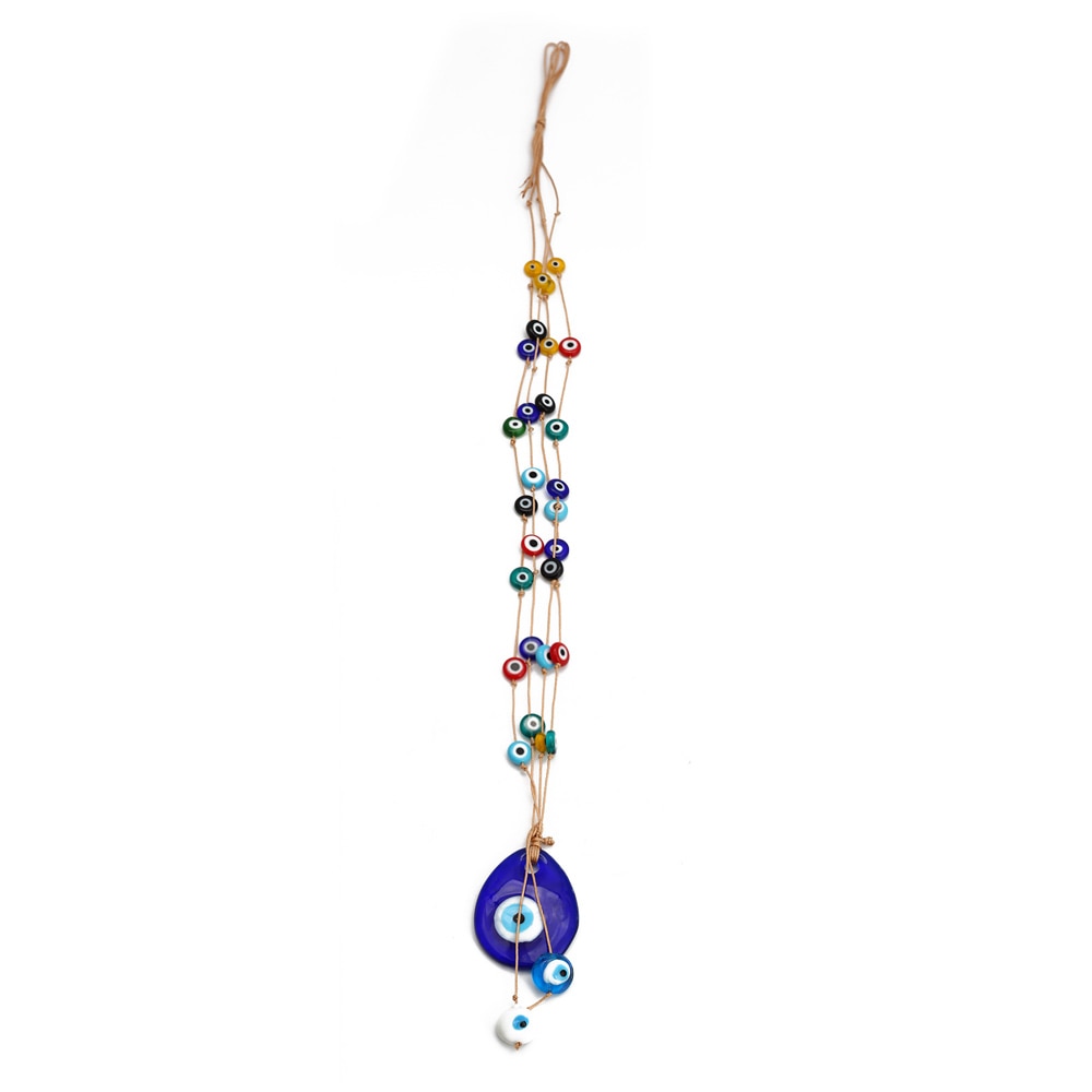 Chic Glass Evil Eye Beaded Pendant: Boho Elegance for Home & On-the-Go