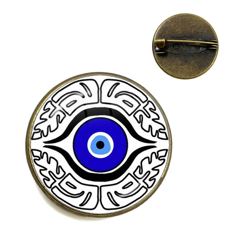 Evil Eye Gallery Exclusive: Unisex Round Evil Eye Brooch with Zinc Alloy – Ideal Fashion Gift