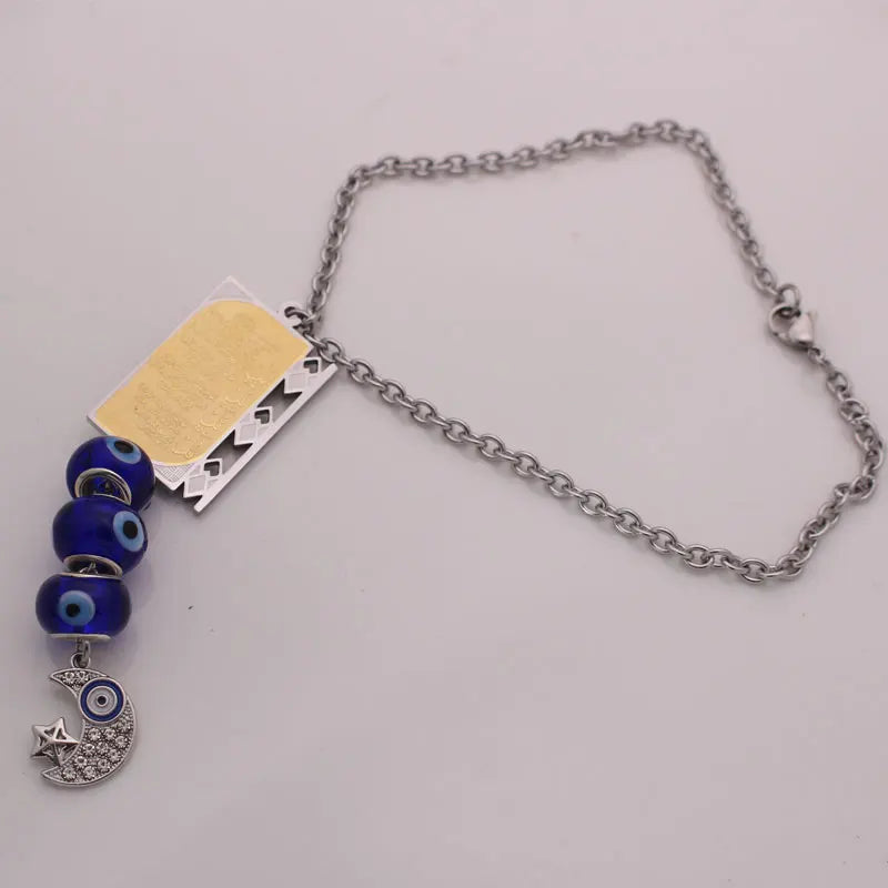 Glass Evil Eye Rearview Mirror Pendant
