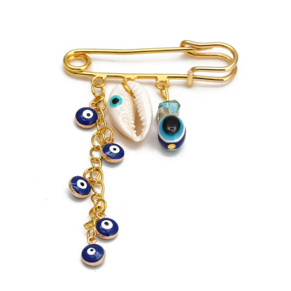 Elegant Geometric Turkish Evil Eye Brooches for Trendy Women - Gold and Silver Color Options