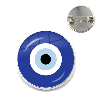 Evil Eye Gallery Exclusive: Unisex Round Evil Eye Brooch with Zinc Alloy – Ideal Fashion Gift