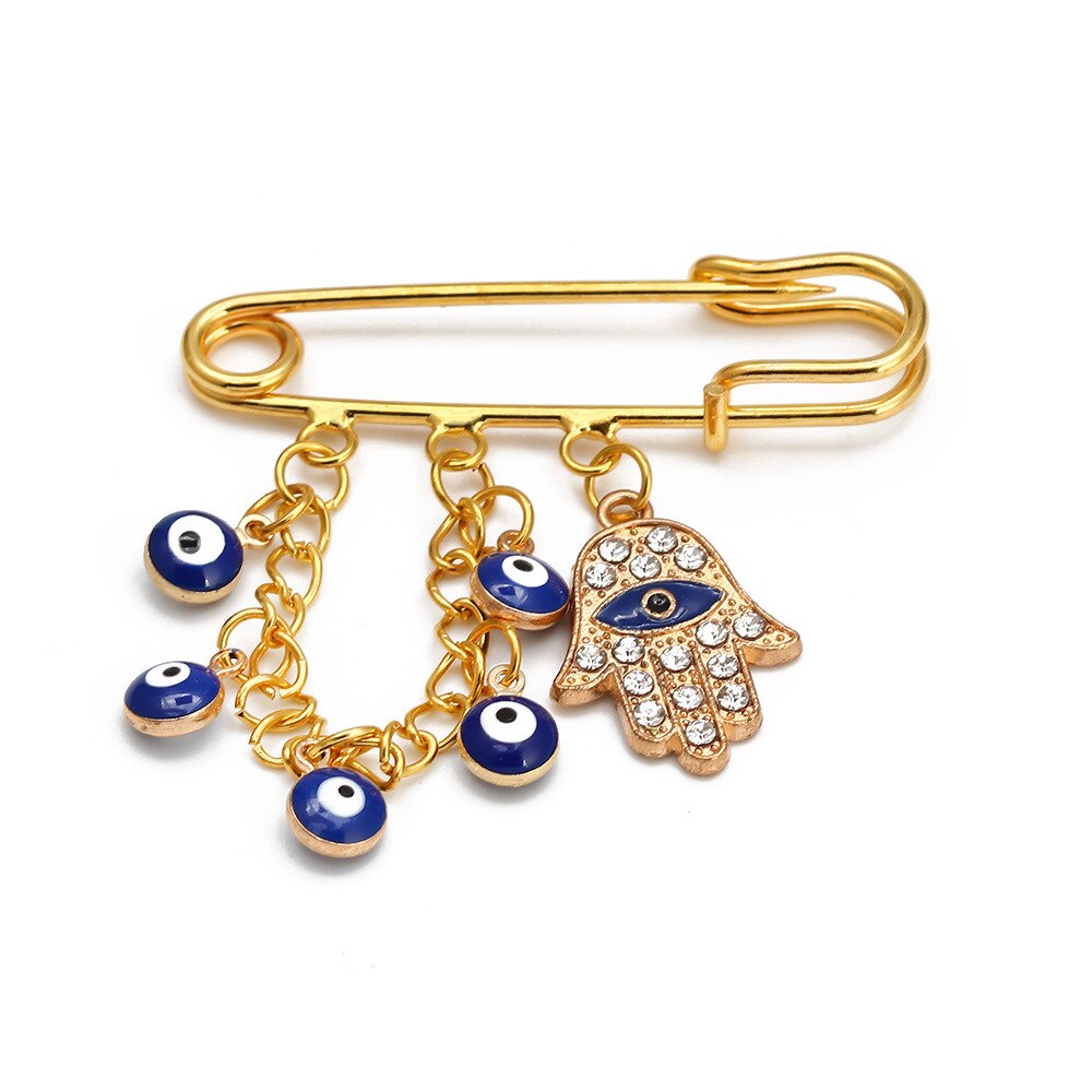 Elegant Geometric Turkish Evil Eye Brooches for Trendy Women - Gold and Silver Color Options