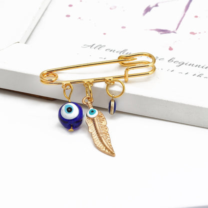 Elegant Geometric Turkish Evil Eye Brooches for Trendy Women - Gold and Silver Color Options