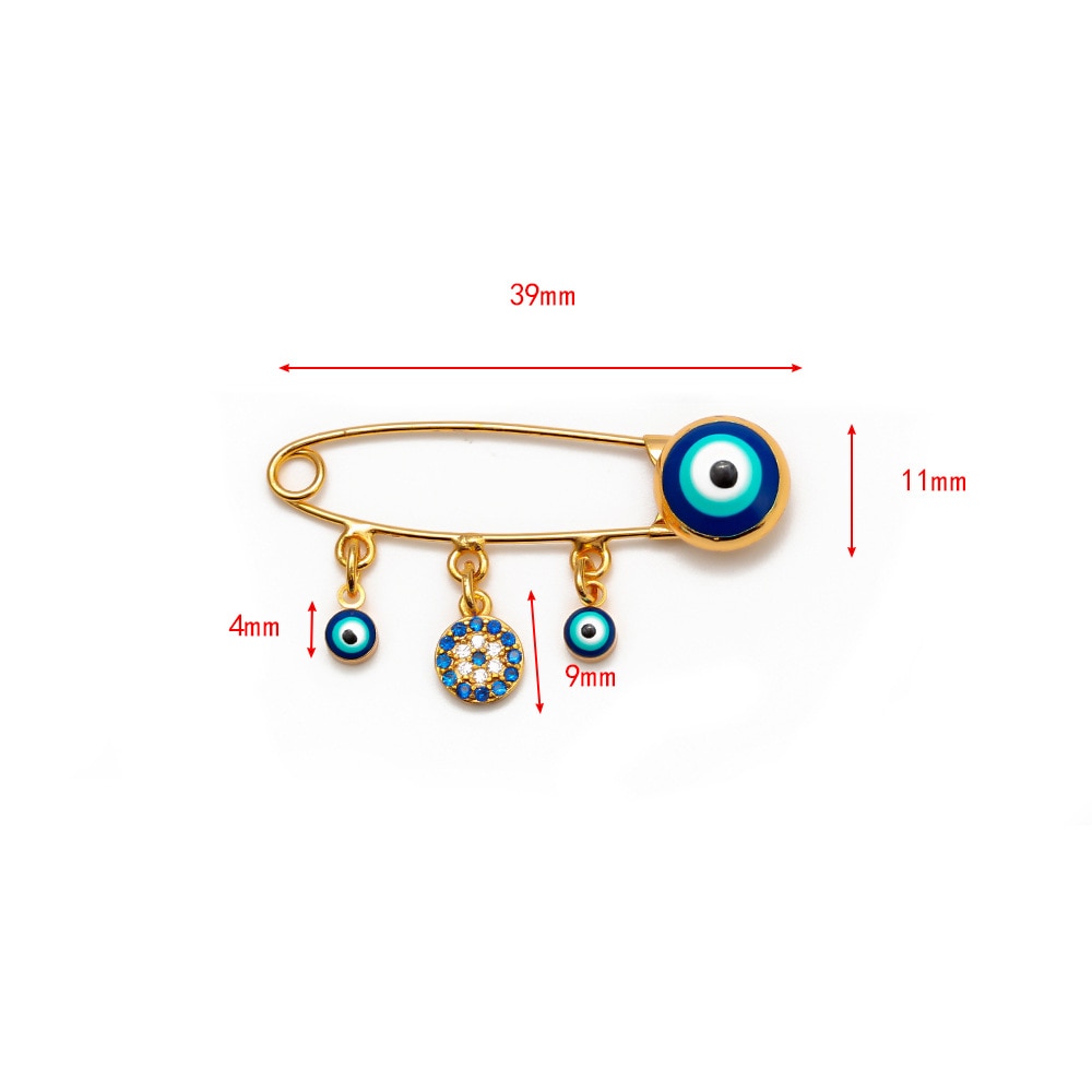 Elegant Geometric Turkish Evil Eye Brooches for Trendy Women - Gold and Silver Color Options