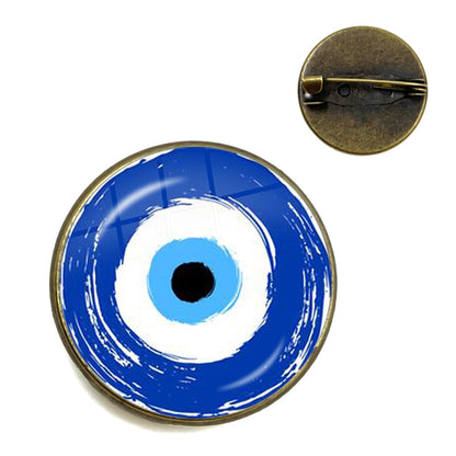 Evil Eye Gallery Exclusive: Unisex Round Evil Eye Brooch with Zinc Alloy – Ideal Fashion Gift