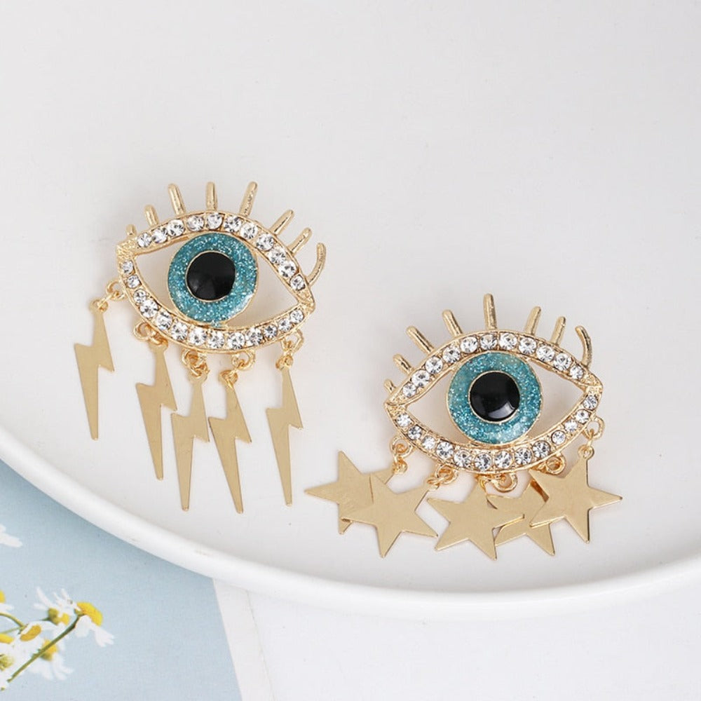 Evil eye drop earrings
