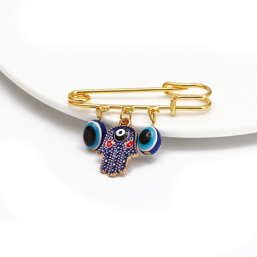 Elegant Geometric Turkish Evil Eye Brooches for Trendy Women - Gold and Silver Color Options