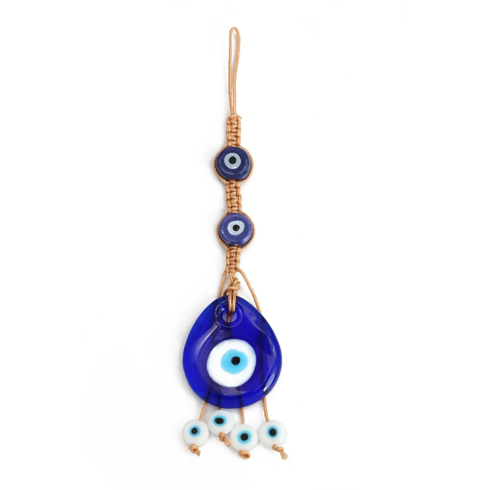 Chic Glass Evil Eye Beaded Pendant: Boho Elegance for Home & On-the-Go