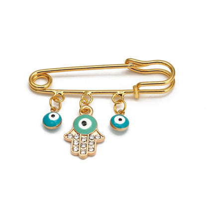 Elegant Geometric Turkish Evil Eye Brooches for Trendy Women - Gold and Silver Color Options