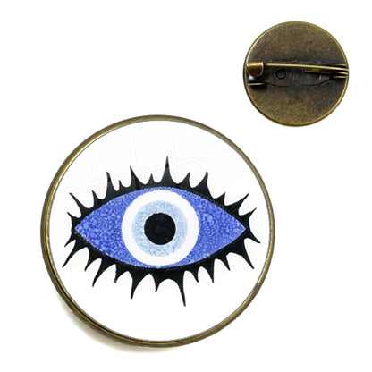 Evil Eye Gallery Exclusive: Unisex Round Evil Eye Brooch with Zinc Alloy – Ideal Fashion Gift