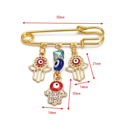 Elegant Geometric Turkish Evil Eye Brooches for Trendy Women - Gold and Silver Color Options