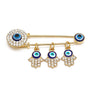 Elegant Gold-Toned Turkish Evil Eye Brooch with Tassel Detail – Timeless Charm for Women & Girls