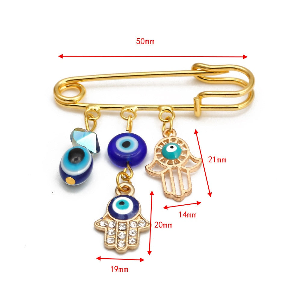 Elegant Geometric Turkish Evil Eye Brooches for Trendy Women - Gold and Silver Color Options