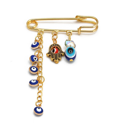 Elegant Geometric Turkish Evil Eye Brooches for Trendy Women - Gold and Silver Color Options