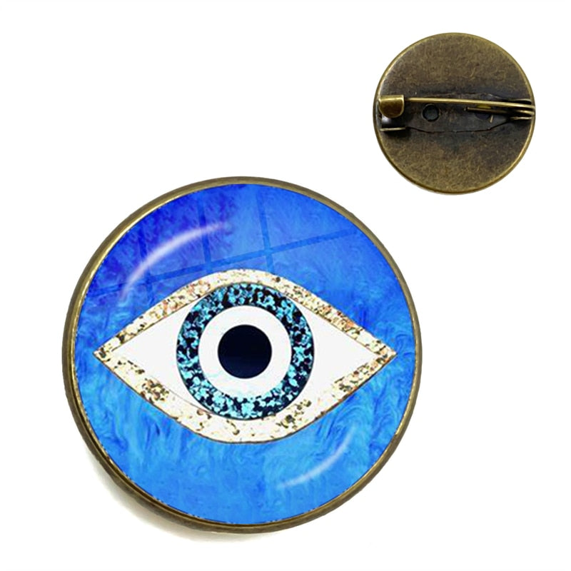 Evil Eye Gallery Exclusive: Unisex Round Evil Eye Brooch with Zinc Alloy – Ideal Fashion Gift