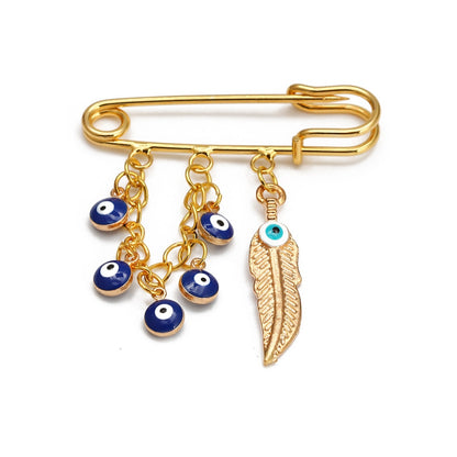 Elegant Geometric Turkish Evil Eye Brooches for Trendy Women - Gold and Silver Color Options