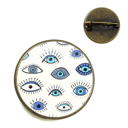 Evil Eye Gallery Exclusive: Unisex Round Evil Eye Brooch with Zinc Alloy – Ideal Fashion Gift