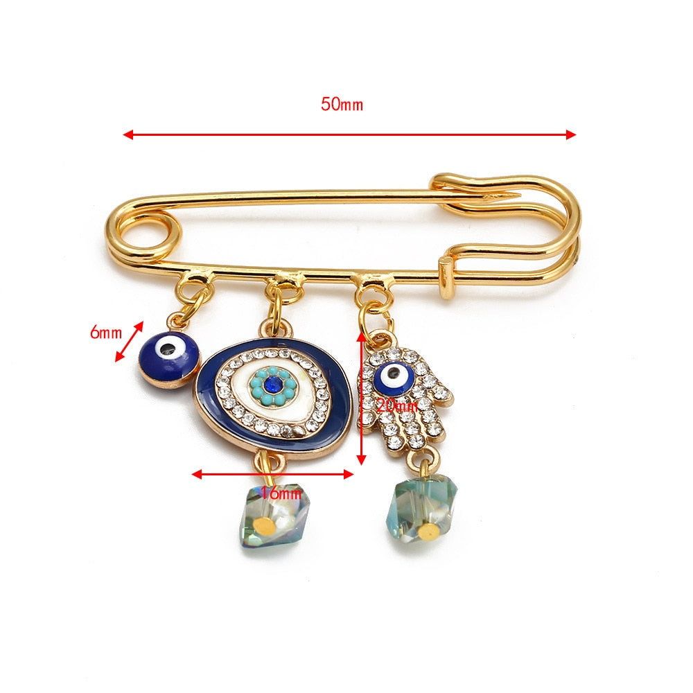 Elegant Geometric Turkish Evil Eye Brooches for Trendy Women - Gold and Silver Color Options