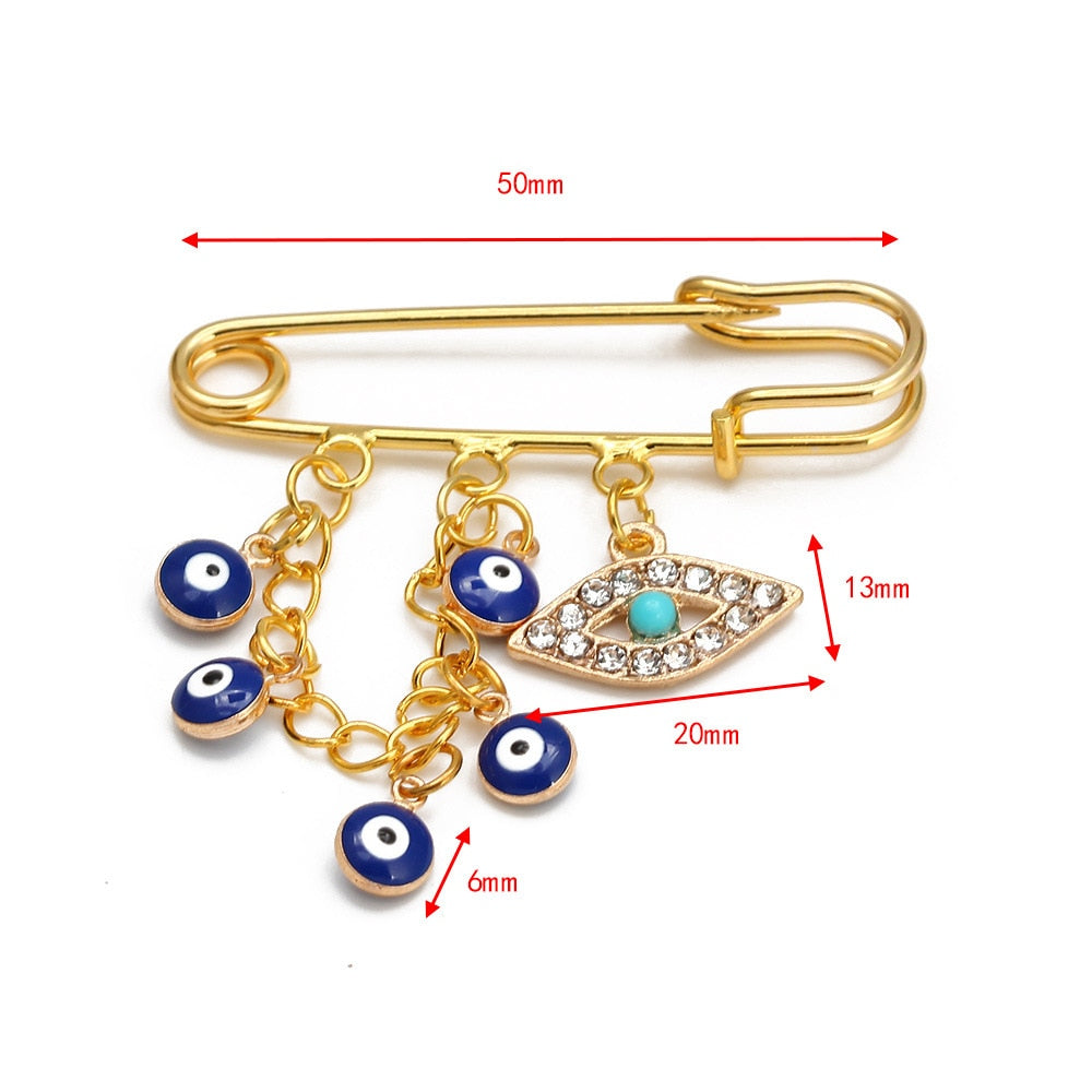 Elegant Geometric Turkish Evil Eye Brooches for Trendy Women - Gold and Silver Color Options