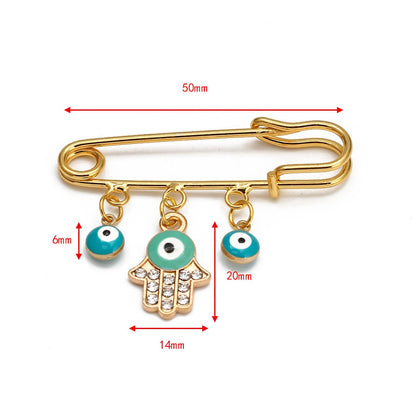 Elegant Geometric Turkish Evil Eye Brooches for Trendy Women - Gold and Silver Color Options