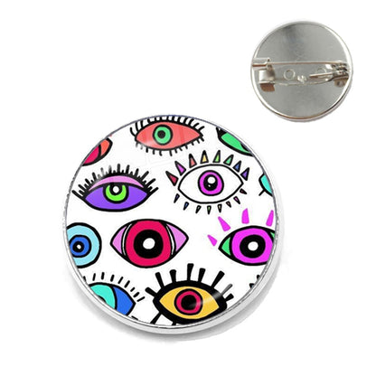 Evil Eye Gallery Exclusive: Unisex Round Evil Eye Brooch with Zinc Alloy – Ideal Fashion Gift