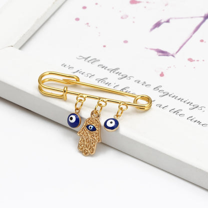 Elegant Geometric Turkish Evil Eye Brooches for Trendy Women - Gold and Silver Color Options