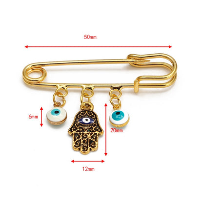 Elegant Geometric Turkish Evil Eye Brooches for Trendy Women - Gold and Silver Color Options