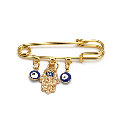 Elegant Geometric Turkish Evil Eye Brooches for Trendy Women - Gold and Silver Color Options