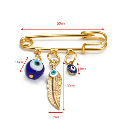 Elegant Geometric Turkish Evil Eye Brooches for Trendy Women - Gold and Silver Color Options