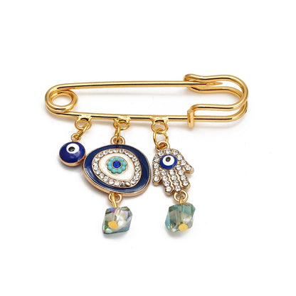 Elegant Geometric Turkish Evil Eye Brooches for Trendy Women - Gold and Silver Color Options