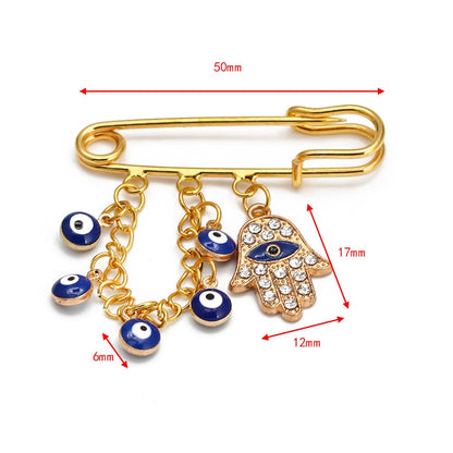 Elegant Geometric Turkish Evil Eye Brooches for Trendy Women - Gold and Silver Color Options