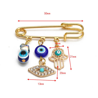 Elegant Geometric Turkish Evil Eye Brooches for Trendy Women - Gold and Silver Color Options