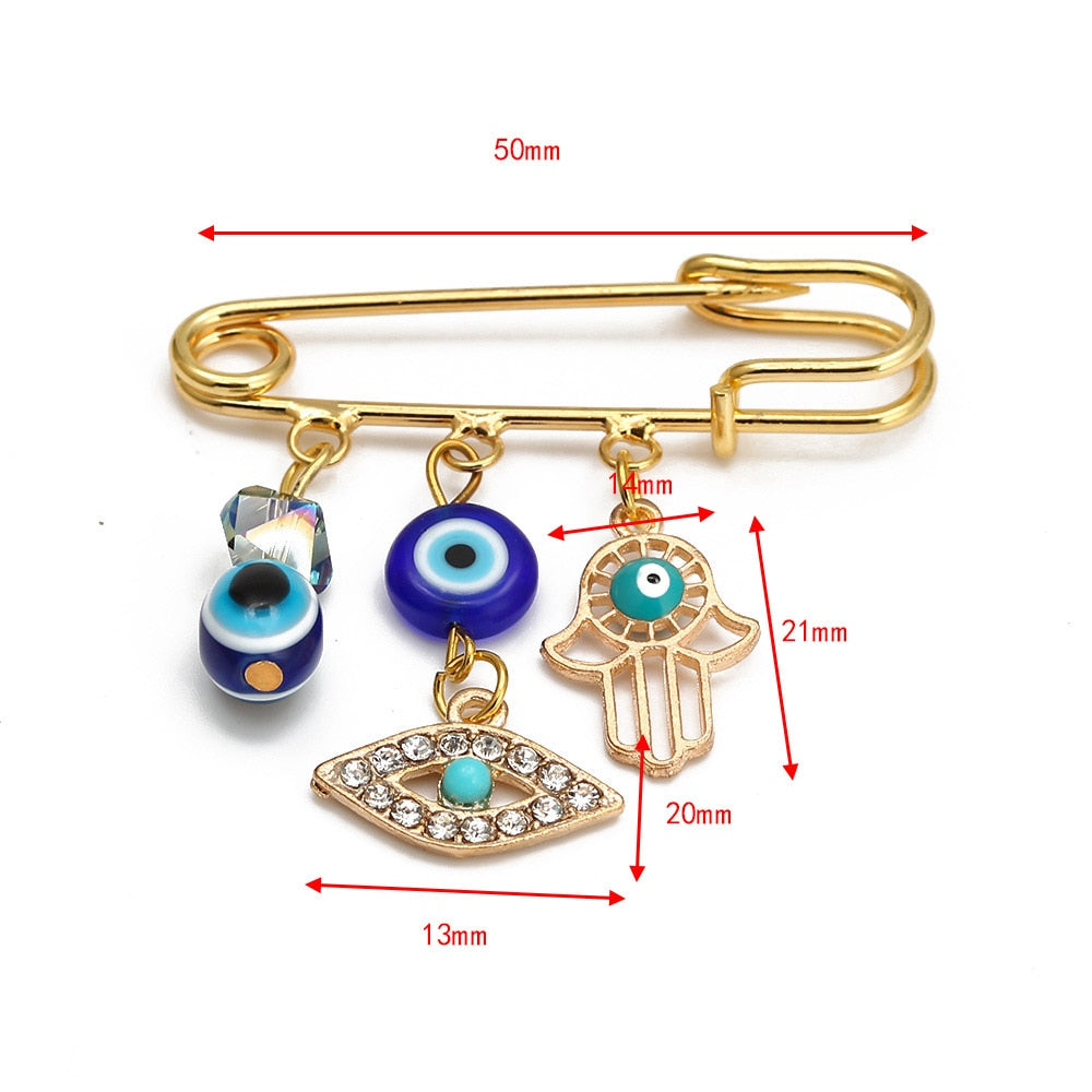 Elegant Geometric Turkish Evil Eye Brooches for Trendy Women - Gold and Silver Color Options