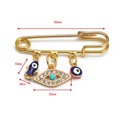 Elegant Geometric Turkish Evil Eye Brooches for Trendy Women - Gold and Silver Color Options