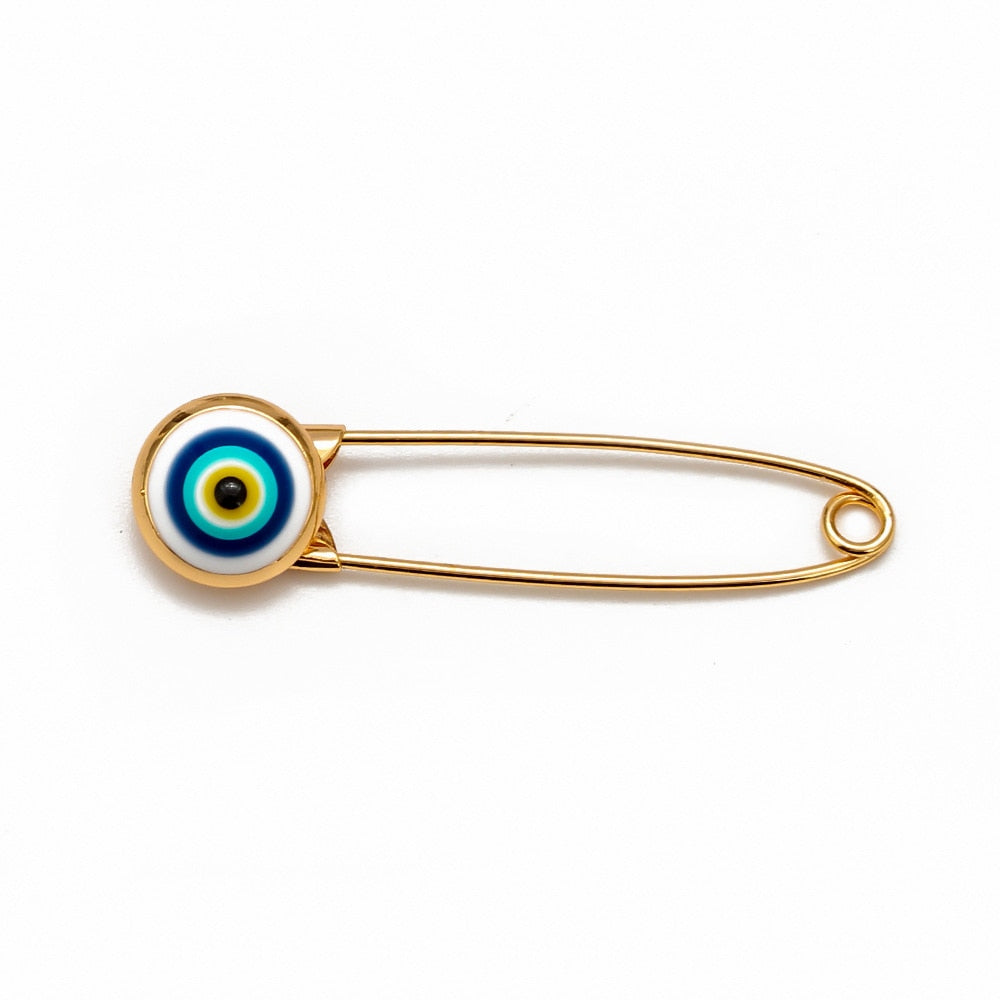 Elegant Geometric Turkish Evil Eye Brooches for Trendy Women - Gold and Silver Color Options