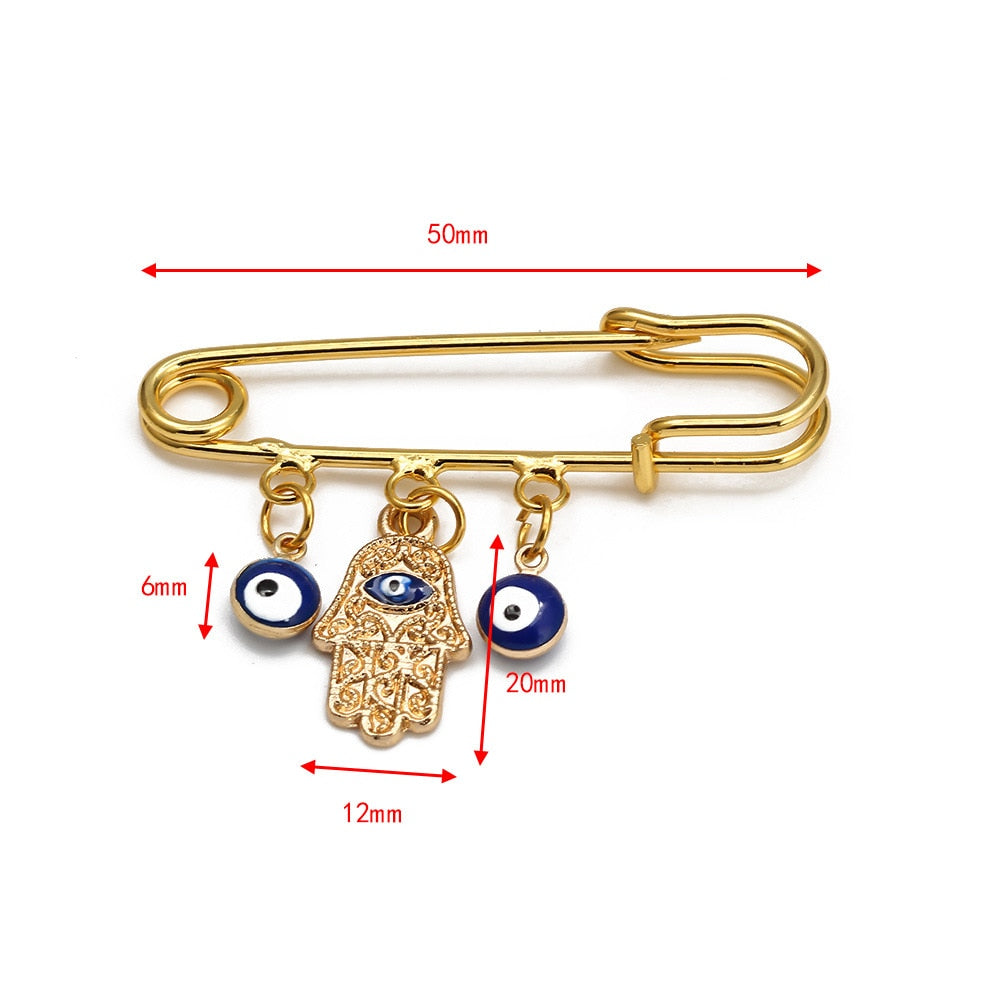 Elegant Geometric Turkish Evil Eye Brooches for Trendy Women - Gold and Silver Color Options