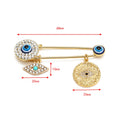 Elegant Gold-Toned Turkish Evil Eye Brooch with Tassel Detail – Timeless Charm for Women & Girls