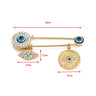 Elegant Gold-Toned Turkish Evil Eye Brooch with Tassel Detail – Timeless Charm for Women & Girls