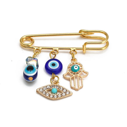 Elegant Geometric Turkish Evil Eye Brooches for Trendy Women - Gold and Silver Color Options