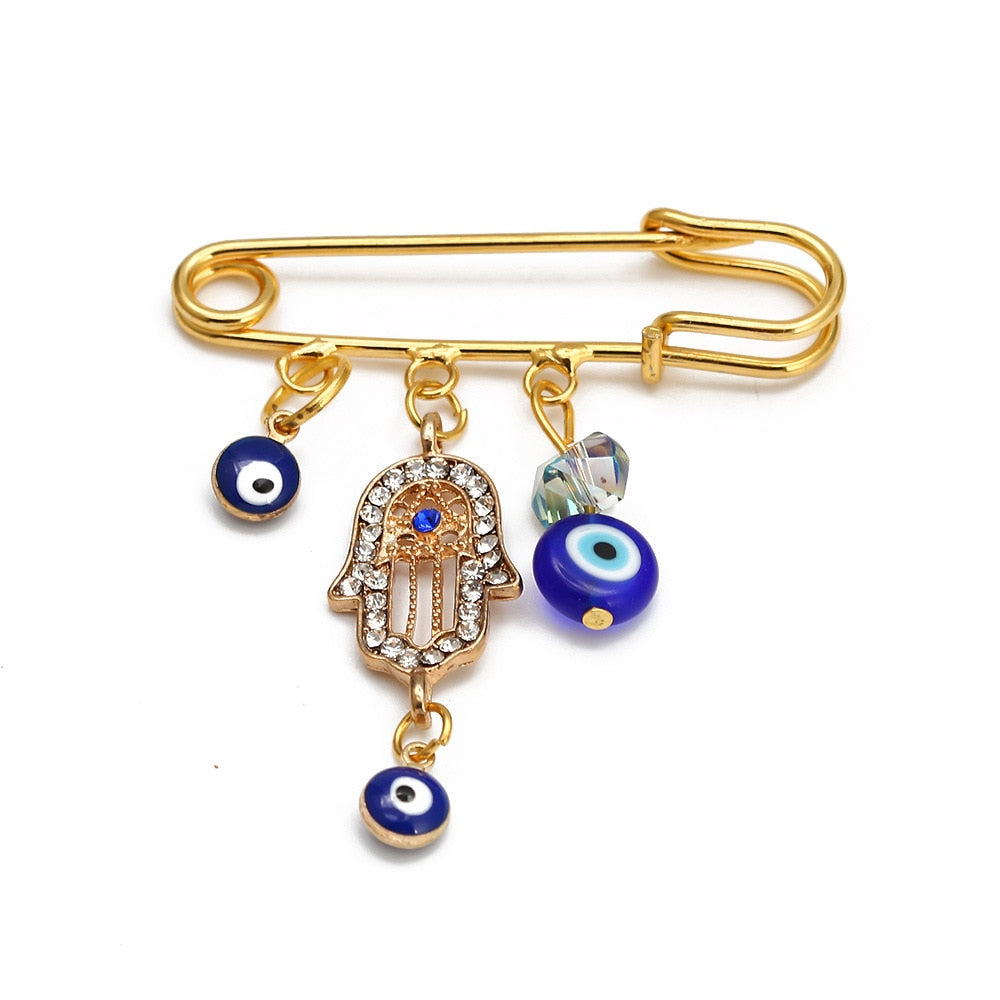 Elegant Geometric Turkish Evil Eye Brooches for Trendy Women - Gold and Silver Color Options