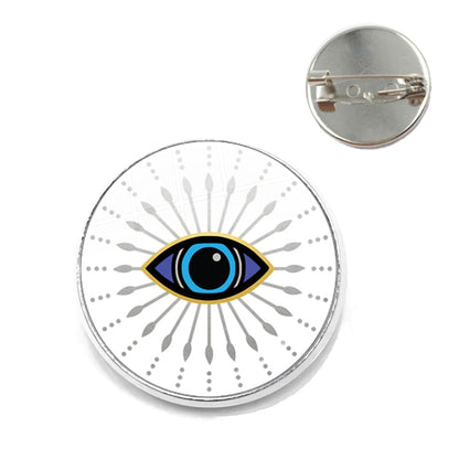 Evil Eye Gallery Exclusive: Unisex Round Evil Eye Brooch with Zinc Alloy – Ideal Fashion Gift