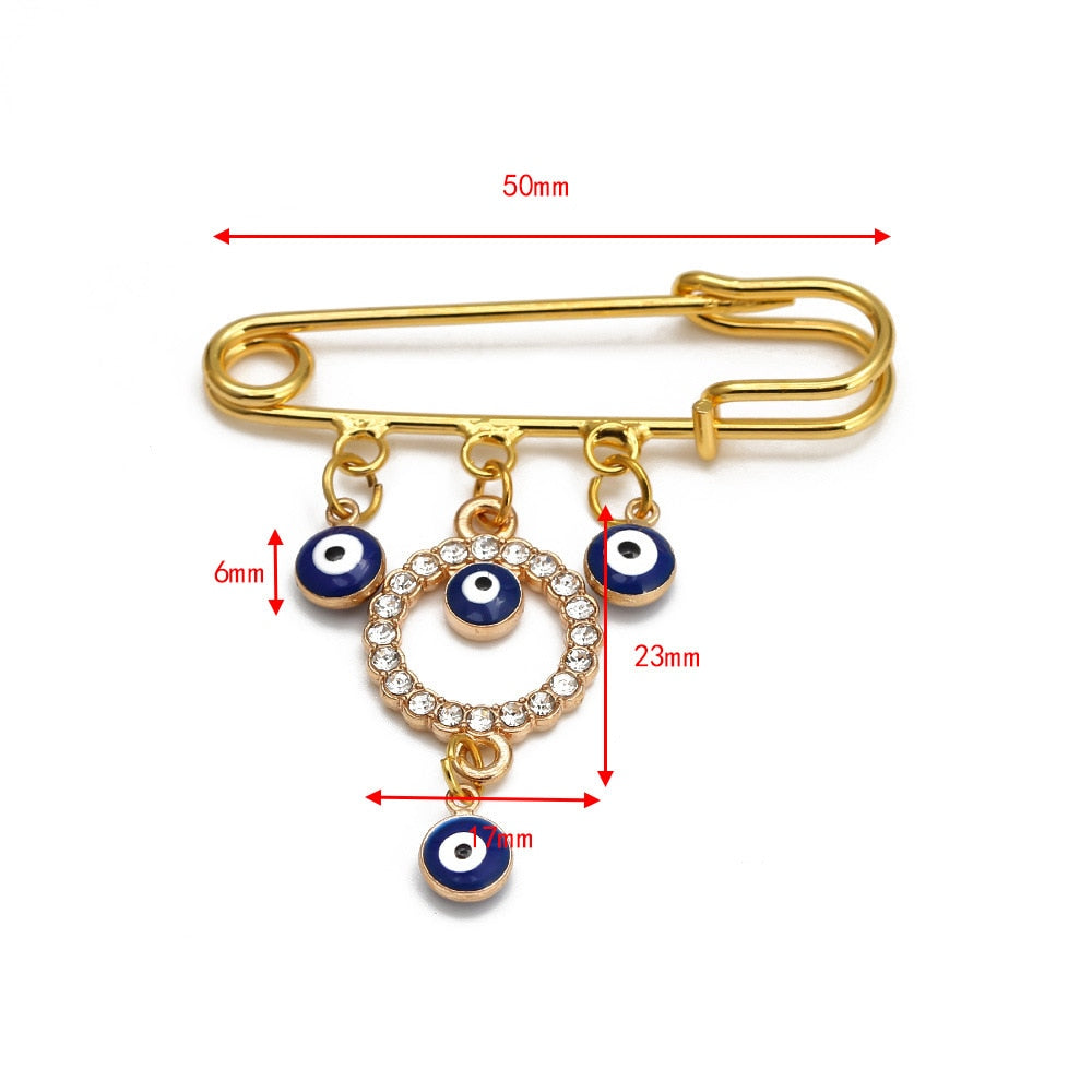 Elegant Geometric Turkish Evil Eye Brooches for Trendy Women - Gold and Silver Color Options