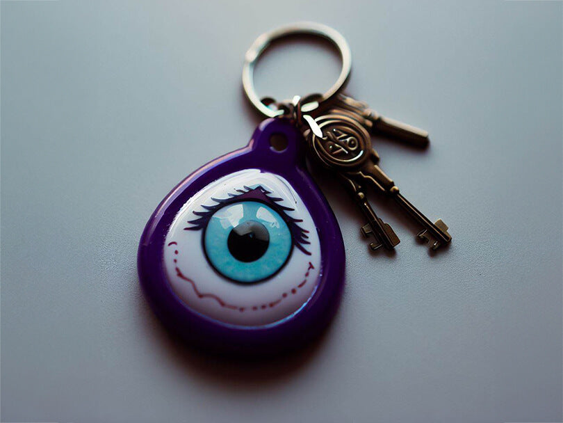 Lavender Evil Eye Keychains With Keys