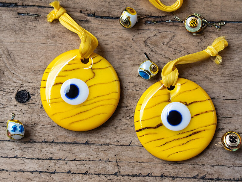 Modern yellow evil eye jewelry